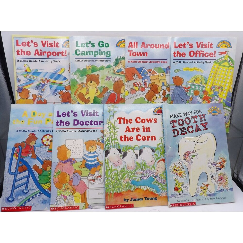 Lot Of 8 Hello Reader! Children's Activity Books By Scholastic for Ages 7-9 Vina